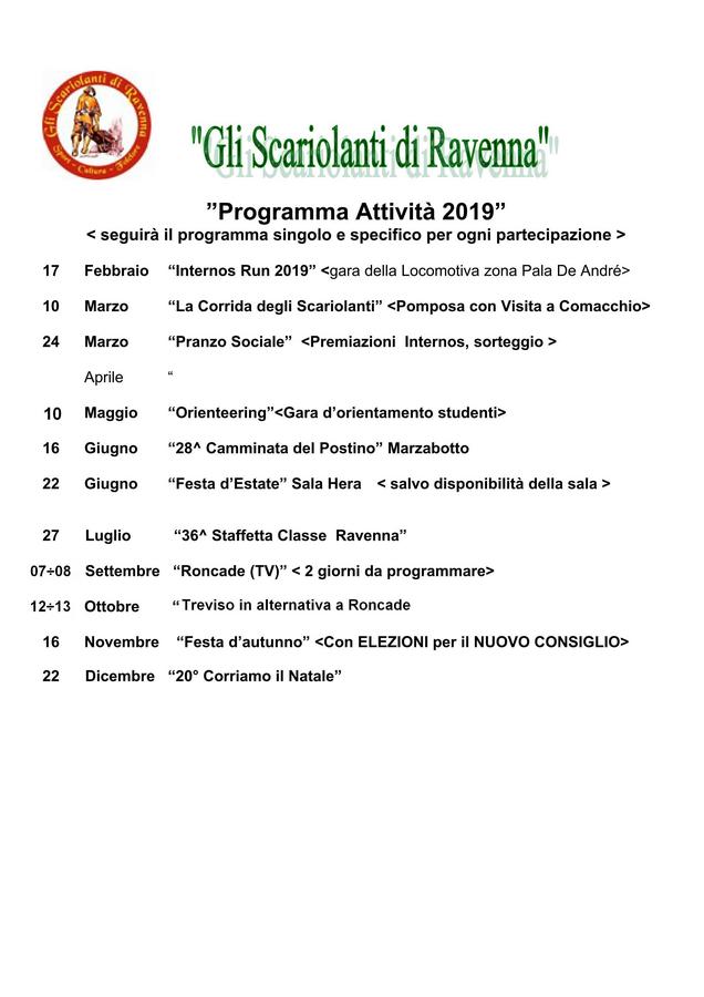 Bozza Programma 2019